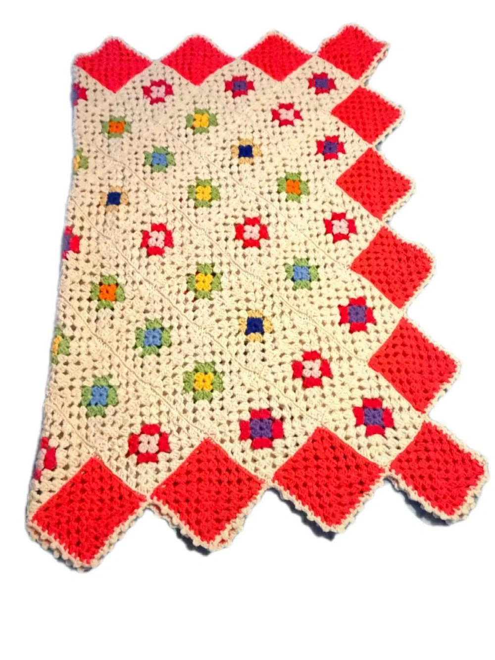 IHandmade Crochet Granny Square Afghan Blanket - Cottagecore Throw 60x45 Vintage